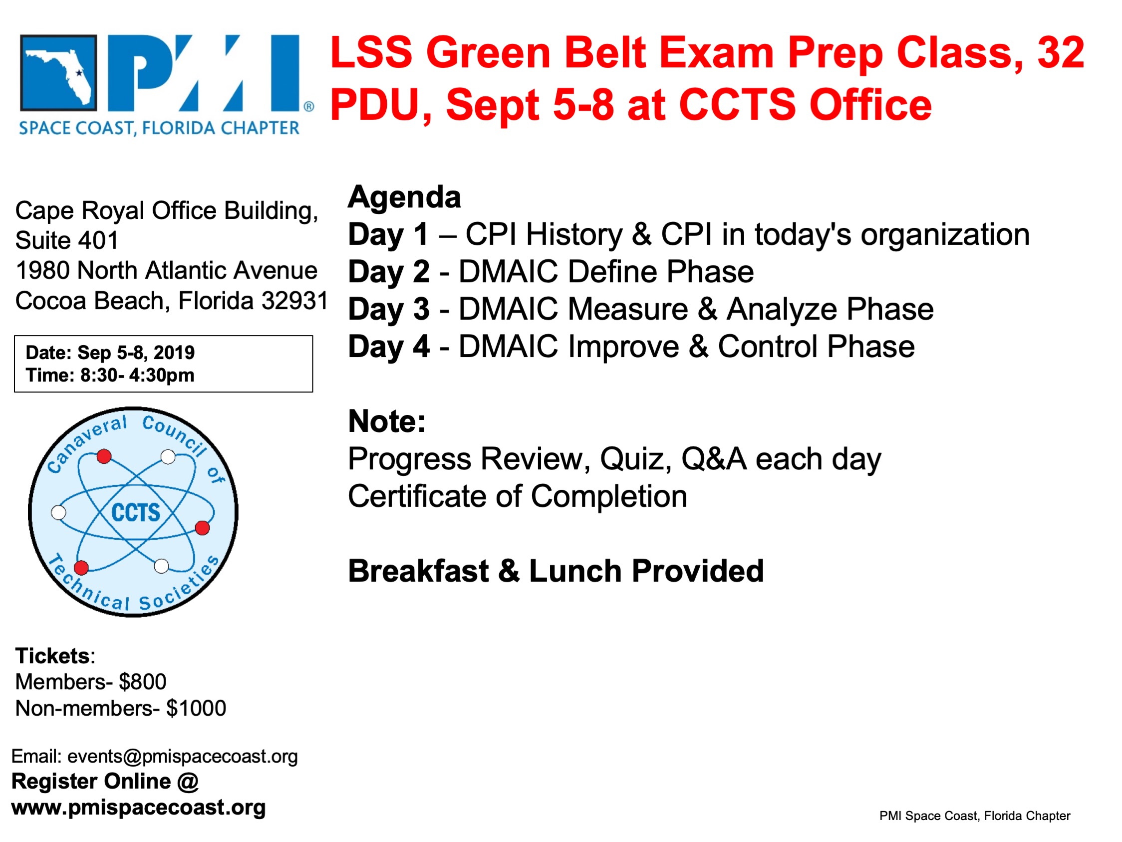 PMI SCFC 2019 Sep LSS GB Class Flyer 1
