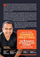 Quarterly Dinner: "The 5 Secrets of World Class Leaders" by Ruble Chandy